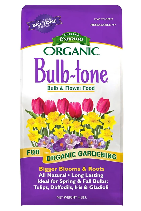 A bag of Espoma Bulb-tone fertilizer